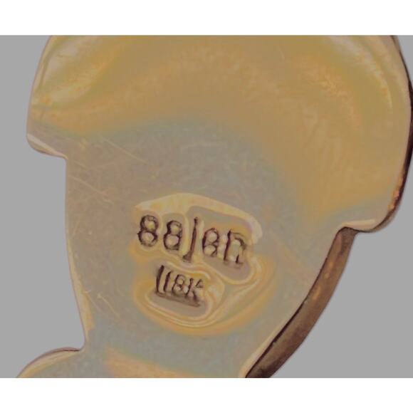 Sajen 18K Gold Pendant 2.75" Obsidian Black Goddess Moonstone Topaz Gemstone Vtg - Picture 4 of 6